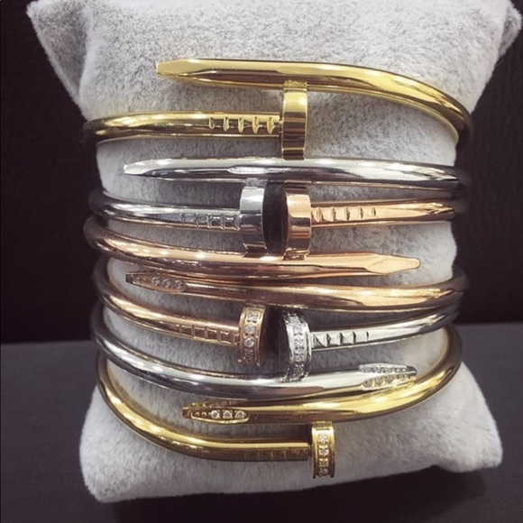 Nail Bracelet Screw Bangle Cuff 18k Gold Rose Gold - Picture 5 of 5